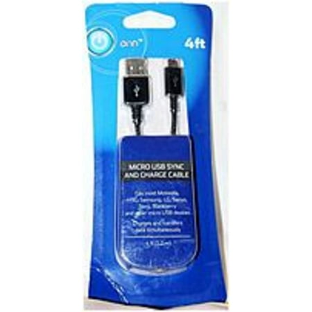 Onn ONB13WI270 4 Feet Micro USB Sync and Charge Cable - Black (Refurbished)