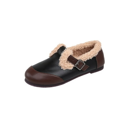 Crocowalk Women s Warm Casual Shoes Patchwork Loafers Plush Lining Flats Non-slip Soft Sole Flat Shoe Women Lightweight Buckle Dress Loafer Black 4.5
Crocowalk Women s Warm Casual Shoes Patchwork Loafers Plush Lining Flats Non-slip Soft Sole Flat Shoe Women Lightweight Buckle Dress Loafer Black 4.5