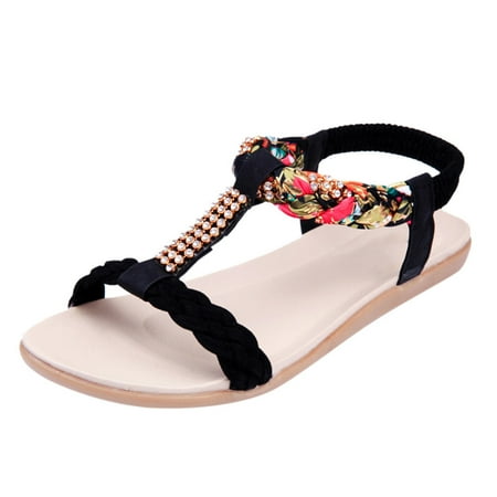 Babysbule Womens Clearance Sandals Women Ladies Fashion Bohemian Style Loafers Casual Crystal Flats Shoes Sandals
Babysbule Womens Clearance Sandals Women Ladies Fashion Bohemian Style Loafers Casual Crystal Flats Shoes Sandals