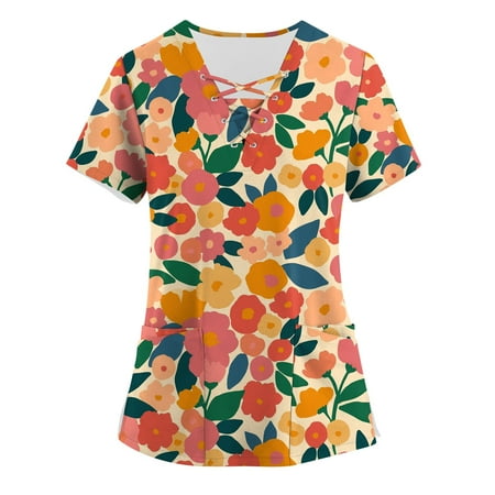 BIZIZA Womens Scrub Tops Trendy Criss Cross with Two Pocket Oversized Uniform Short Sleeve Cute Printed V Neck Work Tops for Women Plus Size Green XL
BIZIZA Womens Scrub Tops Trendy Criss Cross with Two Pocket Oversized Uniform Short Sleeve Cute Printed V Neck Work Tops for Women Plus Size Green XL
