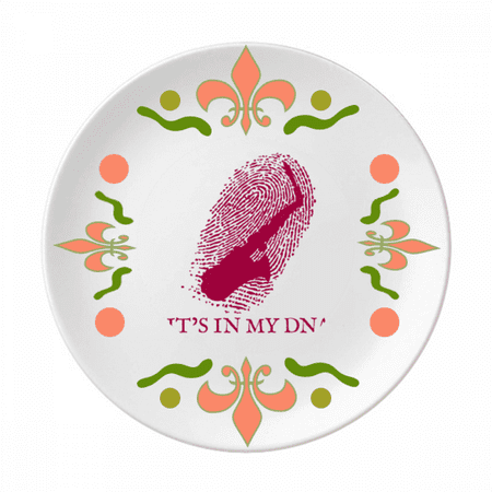 Musical Saxophone Gene Fingerprint Flower Ceramics Plate Tableware Dinner Dish