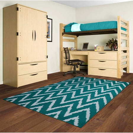 Mainstays Distressed Zig Zag Olefin Area Rug