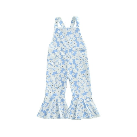 Gwiyeopda 0-4T Toddler Girls Baby Floral Sleeveless Wide-Leg Jumpsuit One-piece