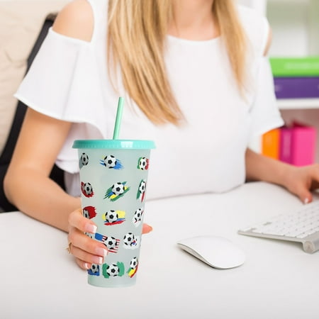 Home Decor 2PC Creative Water Cup Football PP Plastic Straw Transparent 710ml Cold Change Temperature Sensitive
Home Decor 2PC Creative Water Cup Football PP Plastic Straw Transparent 710ml Cold Change Temperature Sensitive