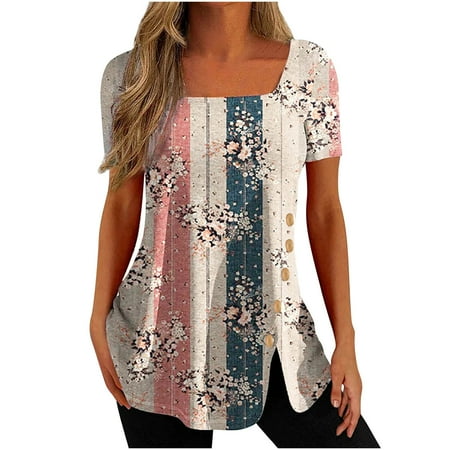 Simplmasygenix Women Tops Summer Clearance Fashion Woman Causal Printing Blouse Short Sleeve T-Shirt Summer Button Tops
Simplmasygenix Women Tops Summer Clearance Fashion Woman Causal Printing Blouse Short Sleeve T-Shirt Summer Button Tops