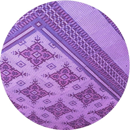 Ahgly Company Indoor Round Patterned Violet Purple Area Rugs 8 Round