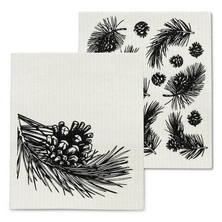 Pinecone & Branch Dish Cloths. Set of 2