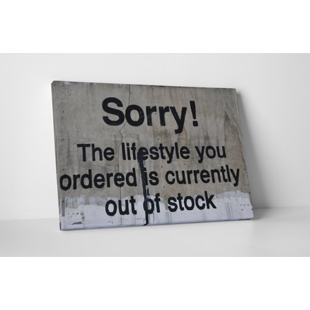 Banksy Sorry Lifestyle Out of Stock Gallery Wrapped Canvas Wall Art. 45" x 30"