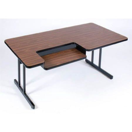 Computer Table in Walnut - Bi Level Work Station (30 in. x 72 in./Green)