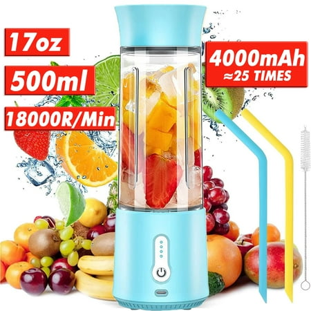 Portable Blender for Smoothies Shakes Tanbaby 500ml Personal Blender with 4000mAh Tpye-C Rechargeable for Travel Fitness Work with Silicone Straw & Straw Cleaning Brush (Blue)
Portable Blender for Smoothies Shakes Tanbaby 500ml Personal Blender with 4000mAh Tpye-C Rechargeable for Travel Fitness Work with Silicone Straw & Straw Cleaning Brush (Blue)