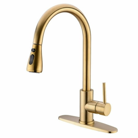 CES Brushed Gold Kitchen Faucet with Pull Down Sprayer Single Handle Gold Kitchen Sink Faucet Stainless Steel Brass Copper Commercial
CES Brushed Gold Kitchen Faucet with Pull Down Sprayer Single Handle Gold Kitchen Sink Faucet Stainless Steel Brass Copper Commercial