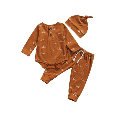 IZhansean 3Pcs Newborn Baby Boys Clothes Infant Long Sleeve Romper Jumpsuit Pants Hat Fall Outfits Brown 12-18 Months
IZhansean 3Pcs Newborn Baby Boys Clothes Infant Long Sleeve Romper Jumpsuit Pants Hat Fall Outfits Brown 12-18 Months