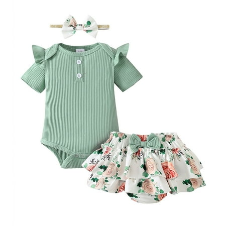 Bullpiano Baby Girl Clothes Newborn Infant Baby Girls Outfits Summer Romper Floral Shorts with Headband Sets 6-12 Months
Bullpiano Baby Girl Clothes Newborn Infant Baby Girls Outfits Summer Romper Floral Shorts with Headband Sets 6-12 Months