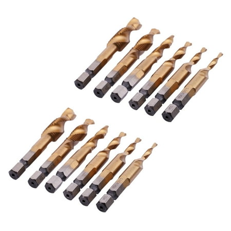 12Pcs HSS Titanium M3 - M10 Combination Hex Deburr Countersink Tap Drill Bit Set
12Pcs HSS Titanium M3 - M10 Combination Hex Deburr Countersink Tap Drill Bit Set