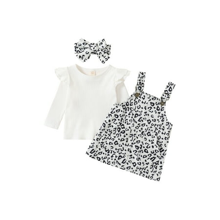 xingqing Toddler Baby Girl Clothes Set Ribbed Ruffle Long Sleeve T-Shirt Top Leopard Bib Dress Overalls Outfits with Headband
xingqing Toddler Baby Girl Clothes Set Ribbed Ruffle Long Sleeve T-Shirt Top Leopard Bib Dress Overalls Outfits with Headband