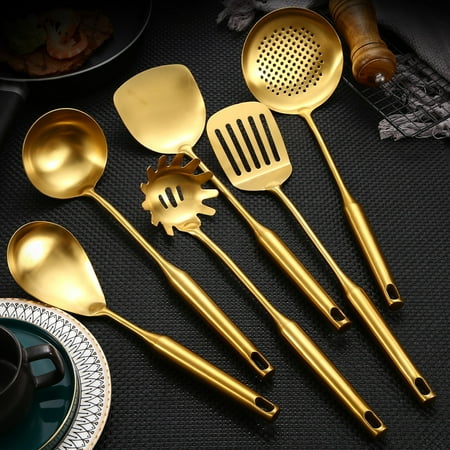 Liveday 6pc Stainless Steel Cooking Utensils Set Gold Soup Ladle Spatula Rustproof Modern Cooking Gadget
Liveday 6pc Stainless Steel Cooking Utensils Set Gold Soup Ladle Spatula Rustproof Modern Cooking Gadget