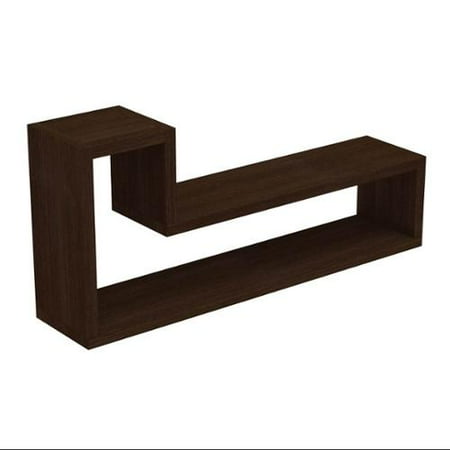 35 in. Decorative Wall Panel and Floating Shelf in Tobacco