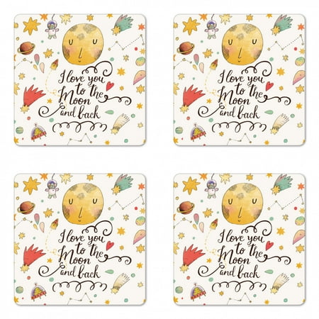 Saying Coaster Set of 4 Romantic Cartoon Style Celestial Elements I Love You to the Moon and Back Slogan Square Hardboard Gloss Coasters Standard Size Multicolor by Ambesonne
Saying Coaster Set of 4 Romantic Cartoon Style Celestial Elements I Love You to the Moon and Back Slogan Square Hardboard Gloss Coasters Standard Size Multicolor by Ambesonne