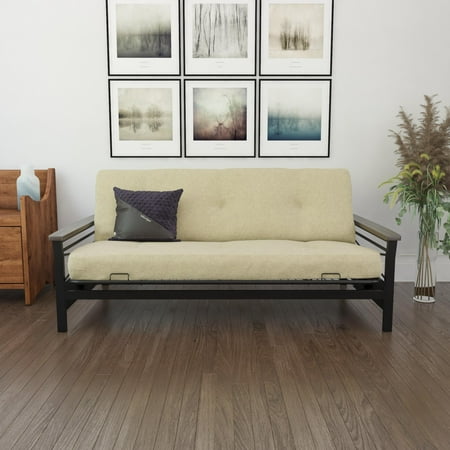 DHP 6 inch Coil Futon Mattress with CertiPUR-US certified foam, Tan Linen