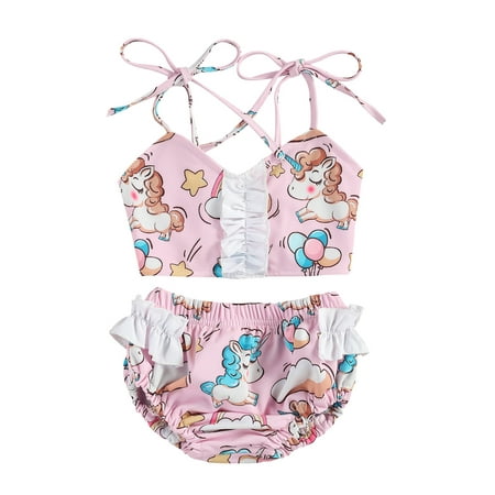 Gwiyeopda Baby Girl Two Piece Split Swimsuit Cartoon Pony Suspender Tops Elastic Ruffles Triangle Shorts
Gwiyeopda Baby Girl Two Piece Split Swimsuit Cartoon Pony Suspender Tops Elastic Ruffles Triangle Shorts