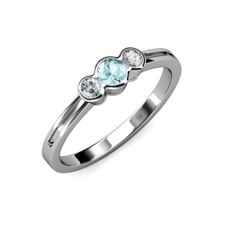 Aquamarine and Diamond (SI2-I1 G-H) Three Stone Ring 0.53 ct tw in 14K White Gold.size 6.0
Aquamarine and Diamond (SI2-I1 G-H) Three Stone Ring 0.53 ct tw in 14K White Gold.size 6.0