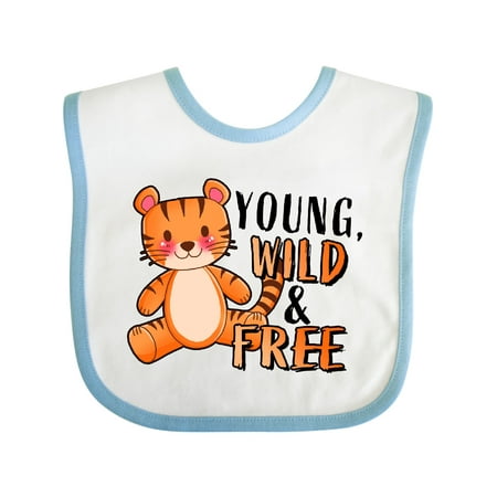 Inktastic Cute Tiger Young Wild & Free Gift Baby Boy or Baby Girl Bib