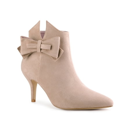 Perphy Women s Bow Pointed Toe Stiletto Heel Ankle Boots