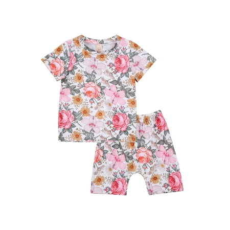 Xingqing Infant Toddler Baby Short Sleeve + Shorts Flower Print Sweet Style Loose Version Summer Clothing (Pink)
Xingqing Infant Toddler Baby Short Sleeve + Shorts Flower Print Sweet Style Loose Version Summer Clothing (Pink)