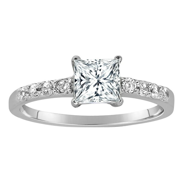 1.50 Carat Princess cut Diamond Ring Man made diamond moissanite Engagement Ring Sterling Silver with 18k Gold Plating