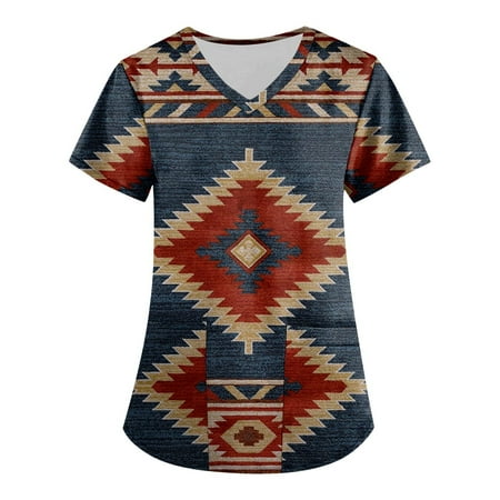 Knosfe V Neck Scrub Tops for Women Loose Fit Geometric Summer T-Shirt Ethnic Style Aztec Western Short Sleeve Workwear L
Knosfe V Neck Scrub Tops for Women Loose Fit Geometric Summer T-Shirt Ethnic Style Aztec Western Short Sleeve Workwear L