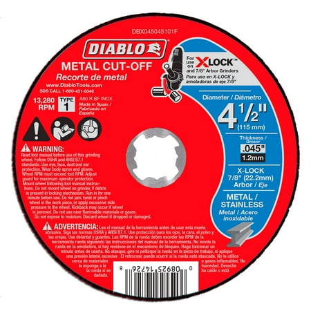 Diablo-DBX045045101F 4-1/2in. Thin Kerf Metal Cut-Off Disc for X-Lock and All Grinders
Diablo-DBX045045101F 4-1/2in. Thin Kerf Metal Cut-Off Disc for X-Lock and All Grinders