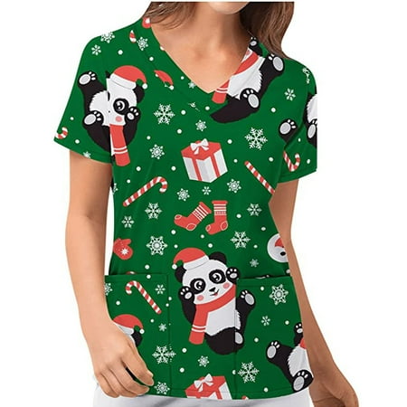 Chriatmas Scrub Top Womens Chriatmas Snow Printing Short Sleeve V-Neck Pullover Tops Medical Nursing Scrub Uniform
Chriatmas Scrub Top Womens Chriatmas Snow Printing Short Sleeve V-Neck Pullover Tops Medical Nursing Scrub Uniform