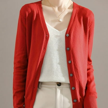 ZHSHANTCHDQ Elegant Casual V-Neck Cardigan - Soft Cozy Micro-Elastic Knitwear Solid Color Button-Up Stylish Design for Women‘s Spring/Fall Wardrobe Essentials
ZHSHANTCHDQ Elegant Casual V-Neck Cardigan - Soft Cozy Micro-Elastic Knitwear Solid Color Button-Up Stylish Design for Women‘s Spring/Fall Wardrobe Essentials
