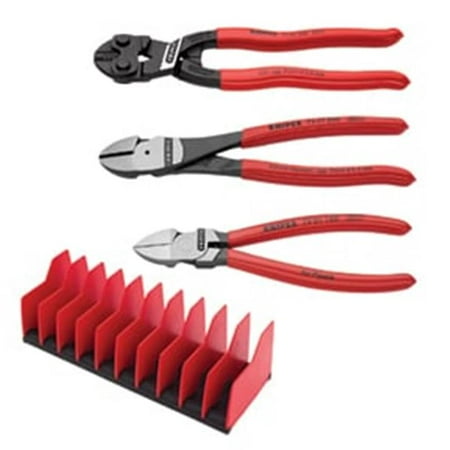 Knipex KNT-9K0080137US Cutting Pliers Set with Free 10 Piece Tool Holder - 3 Piece