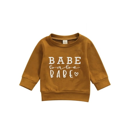 Frobukio Toddler Baby Girls Boys Sweatshirt Letters Print Long Sleeve Pullover Tops O-Neck Spring Clothes Caramel 0-6 Months
Frobukio Toddler Baby Girls Boys Sweatshirt Letters Print Long Sleeve Pullover Tops O-Neck Spring Clothes Caramel 0-6 Months