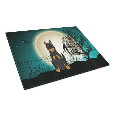 Caroline s Treasures Halloween Scary Beauce Shepherd Dog Glass Cutting Board Large
