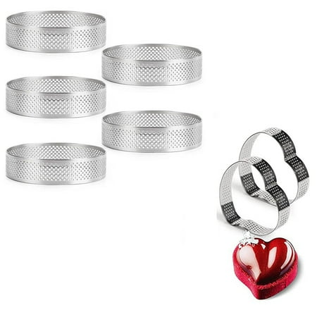 5 Pack Tart Ring Round Mold with 2 Pack Heart-Shaped Tart Ring for Baking Heat-Resistant Perforated Cake Mousse Ring
5 Pack Tart Ring Round Mold with 2 Pack Heart-Shaped Tart Ring for Baking Heat-Resistant Perforated Cake Mousse Ring