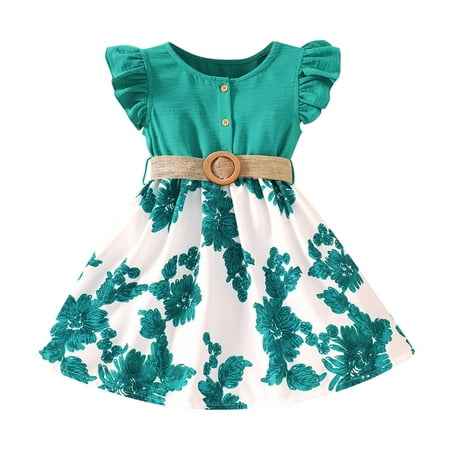 Wiueurtly Toddler Girls Fly Sleeve Floral Prints Princess Dress Dance Party Dresses Clothes Belt Girls Jean Shirt Dress
Wiueurtly Toddler Girls Fly Sleeve Floral Prints Princess Dress Dance Party Dresses Clothes Belt Girls Jean Shirt Dress