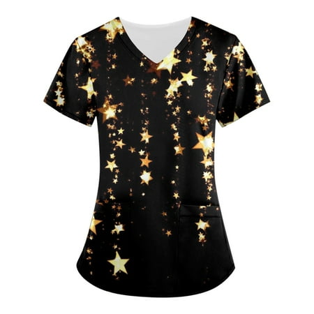 QAZXD Womens Tops Women Fashion Butterfly Print V-neck Short Sleeve Scrub Tops With Pockets Tops
QAZXD Womens Tops Women Fashion Butterfly Print V-neck Short Sleeve Scrub Tops With Pockets Tops