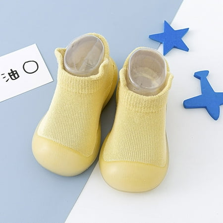 TOWED22 Toddler Warm Shoes Toddler Kids Infant Newborn Baby Boys Girls Shoes Solid Ruffled Soft Soles First Baby Walking Shoes Yellow