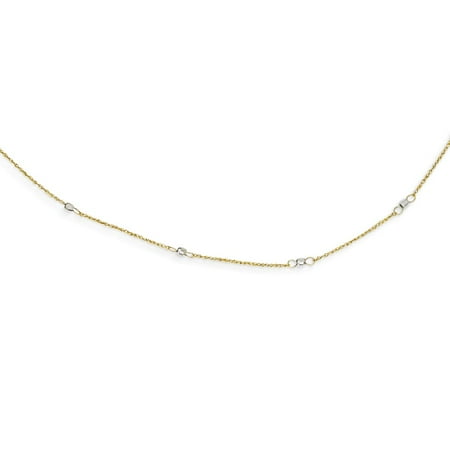 14K Two Tone Gold 16in Ropa Mirror Bead w/ 2in Ext Necklace