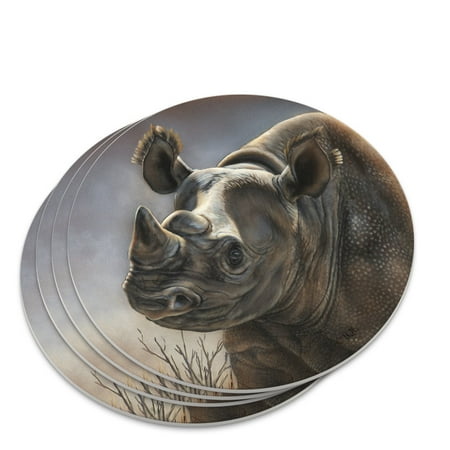 Black Rhino Rhinoceros Novelty Coaster Set