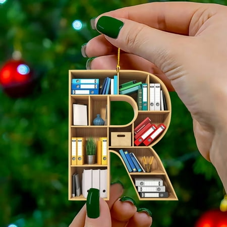 Book Lovers Heart Shaped Bookshelf Pendant Acrylic Ornament