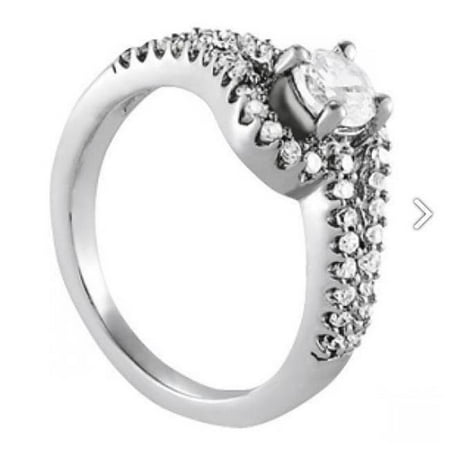 Harry Chad HC11452-6 1.35 CT 14K White Gold Round Diamonds Solitaire with Accents Ring, Color F - VVS1 Clarity