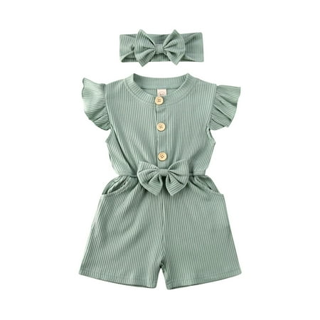 TheFound Toddler Baby Girls Summer Clothes Ruffle Bowknot Knit Romper Jumpsuit Headband Outfits
TheFound Toddler Baby Girls Summer Clothes Ruffle Bowknot Knit Romper Jumpsuit Headband Outfits
