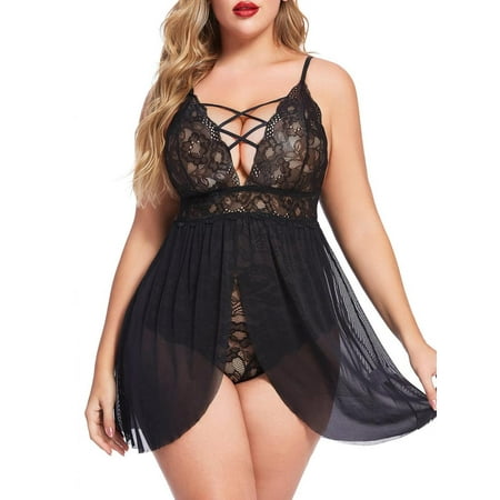 popiv Plus Size Babydoll for Women Double Layer Elastic High Waist Teddy Chemise Comfy Floral Lace Lingerie,Black,XL-3XL
popiv Plus Size Babydoll for Women Double Layer Elastic High Waist Teddy Chemise Comfy Floral Lace Lingerie,Black,XL-3XL
