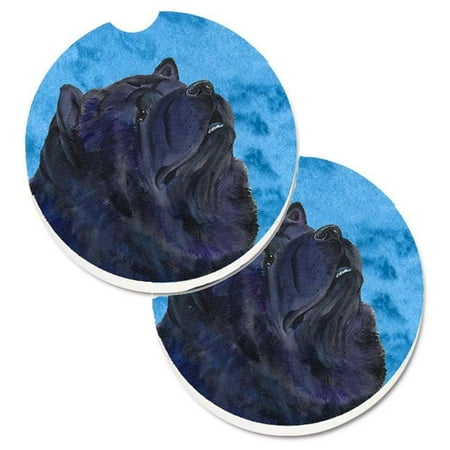 Blue Chow Chow Set of 2 Cup Holder Car Coaster
