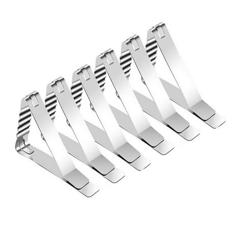 

Fovolat Table Cloth Clips|Stainless Steel Tablecloth Cover Clamps|6PCS Silver Table Cloth Holders for Table Less than 4.5cm/1.77in Thickness for Home Restaurant Wedding Picnic Patio Party
