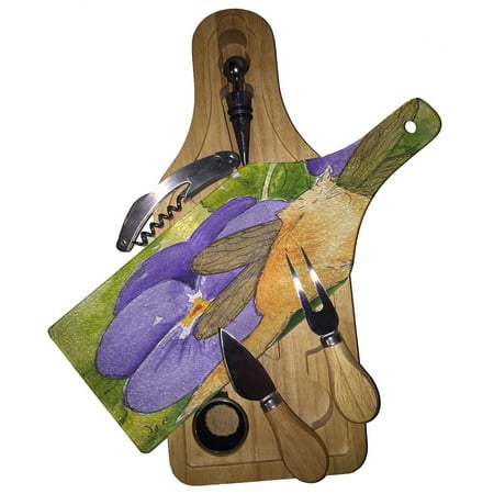 KuzmarK Wine & Cheese Glass Cutting Board Wood Box Gift Set - Ginger Tabby Maine Coon Kitty Fairy with Purple Pansies Cat Art by Denise Every
KuzmarK Wine & Cheese Glass Cutting Board Wood Box Gift Set - Ginger Tabby Maine Coon Kitty Fairy with Purple Pansies Cat Art by Denise Every