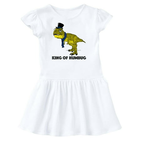 Inktastic King of Humbug Green Tyrannosaurus Rex in Top Hat and Scarf Gift Toddler Girl Dress